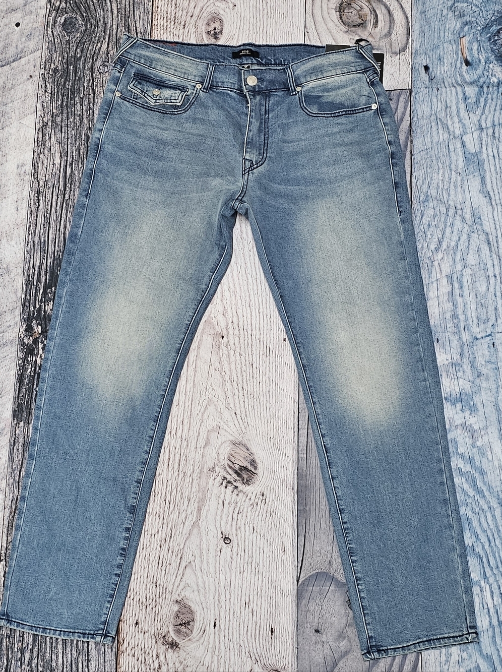 True Religion Geno Relaxed Slim Fit Flap Retro Style Denim Blue Jeans Size 36x32